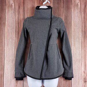 Ivivva Girls Size 10 Gray Business Wrap Fleece Lined Jacket Thumbholes Warm